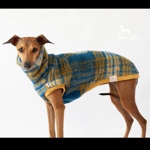 Cozy Blue and Yellow Plaid Dog Sweater in Wool